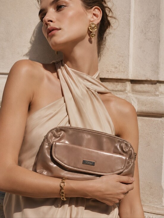 Versace Handbags - ✨ Versace Parfums Metallic Cosmetic Pouch / Clutch – Champagne Gold ✨